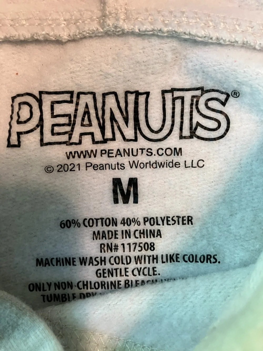 Peanuts | Snoopy Doghouse Hoodie | Grey & Cream Tie-Dye | Size M - Picture 6 of 6